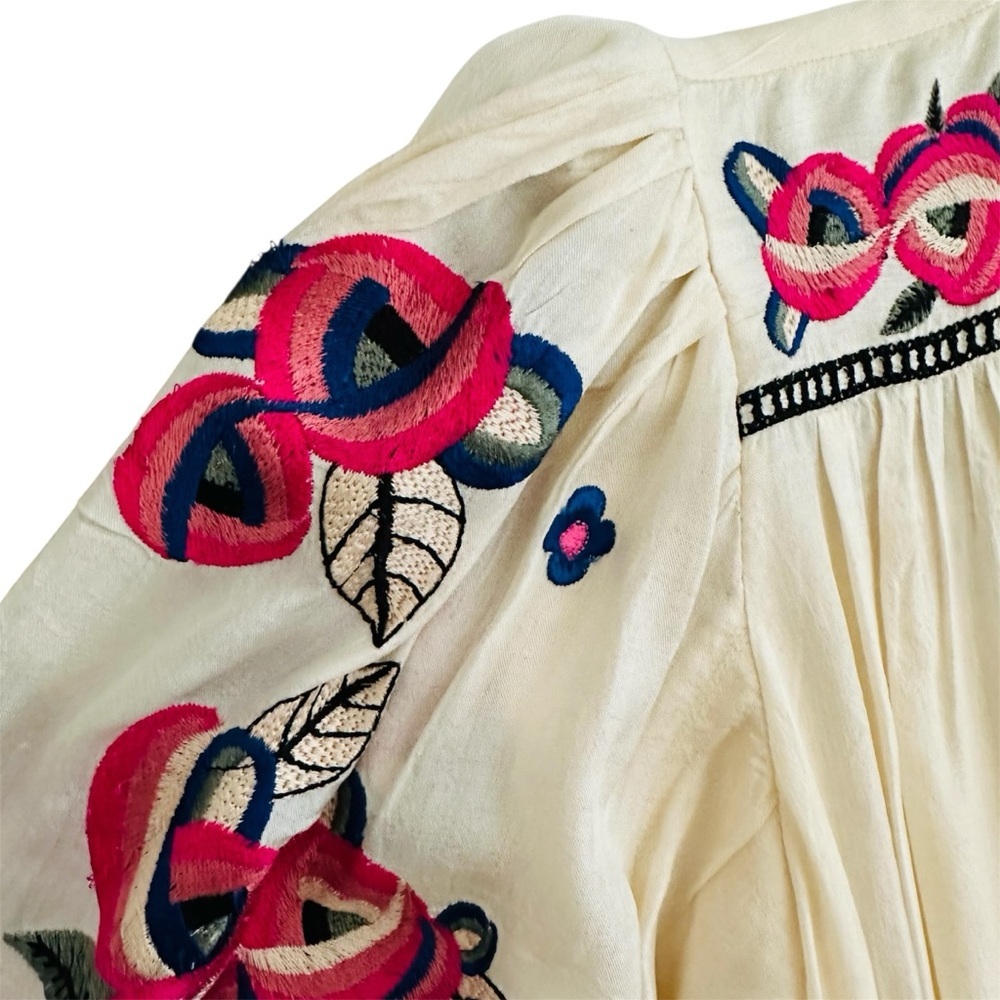 Isabel Marant Moyrae Embroidered Floral Silk Maxi Dress size 36 | US 4 Bohemian - Picture 8 of 16